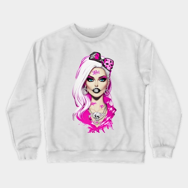 Skull Barbie Pouty Lips Crewneck Sweatshirt by SkullTroops